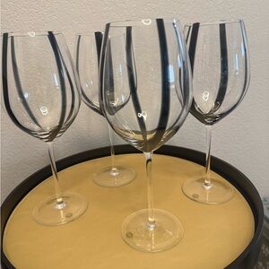 4 Wine glasses black stripe made in Hungary